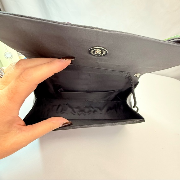 Floral & Butterfly Embellished Black Shoulder Clutch Evening Bag Sequins NWOT